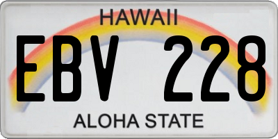 HI license plate EBV228
