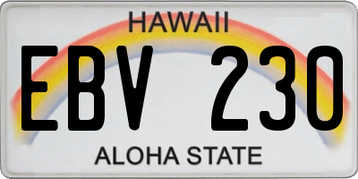 HI license plate EBV230