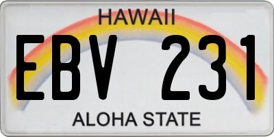 HI license plate EBV231