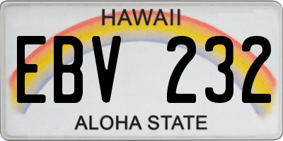HI license plate EBV232