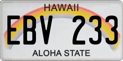 HI license plate EBV233