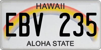 HI license plate EBV235