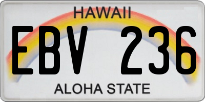 HI license plate EBV236