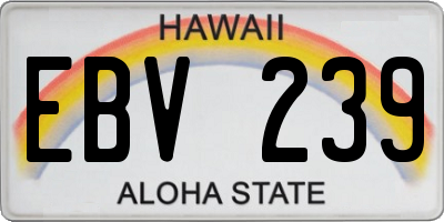 HI license plate EBV239