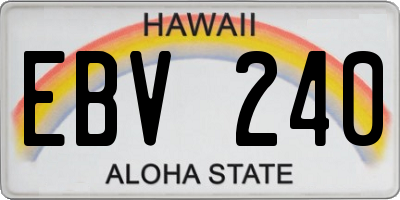 HI license plate EBV240