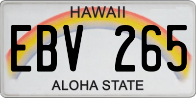 HI license plate EBV265