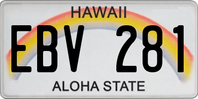 HI license plate EBV281