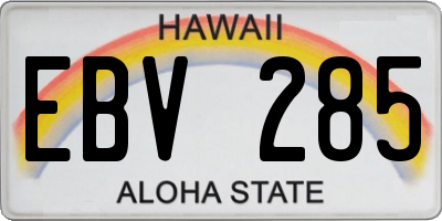 HI license plate EBV285