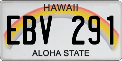 HI license plate EBV291