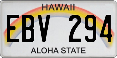 HI license plate EBV294