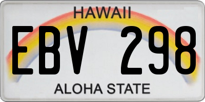HI license plate EBV298