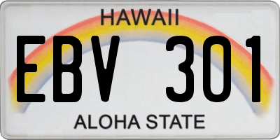 HI license plate EBV301