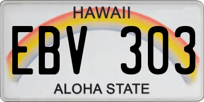HI license plate EBV303
