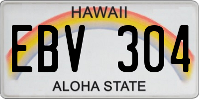 HI license plate EBV304