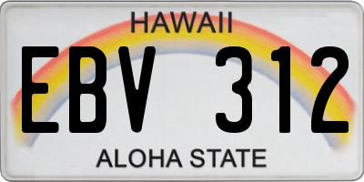 HI license plate EBV312