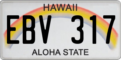 HI license plate EBV317