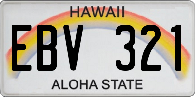 HI license plate EBV321