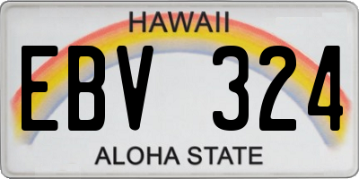 HI license plate EBV324