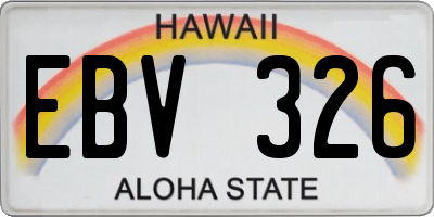 HI license plate EBV326