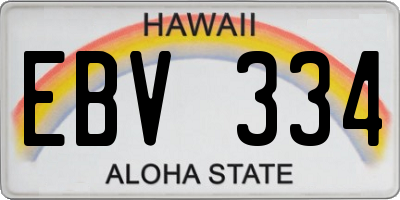 HI license plate EBV334