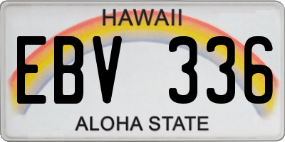 HI license plate EBV336