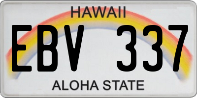 HI license plate EBV337