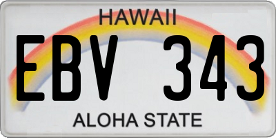 HI license plate EBV343