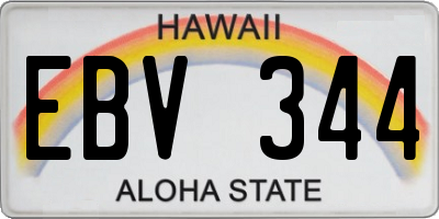 HI license plate EBV344