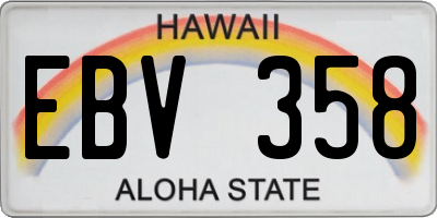 HI license plate EBV358