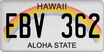 HI license plate EBV362
