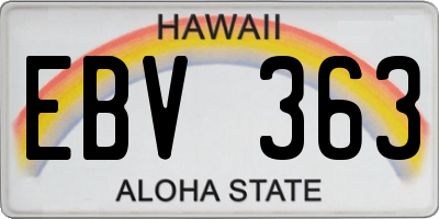 HI license plate EBV363