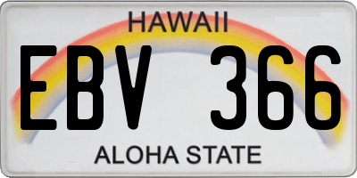 HI license plate EBV366