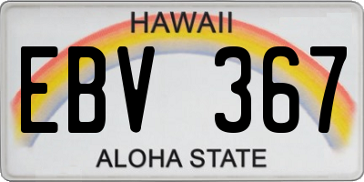 HI license plate EBV367