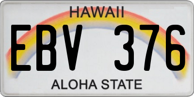HI license plate EBV376