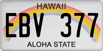 HI license plate EBV377