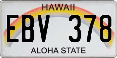 HI license plate EBV378
