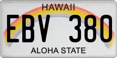 HI license plate EBV380
