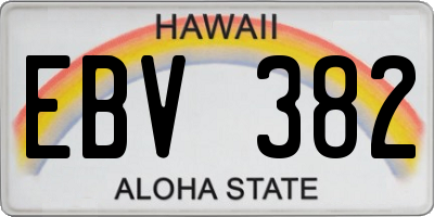 HI license plate EBV382