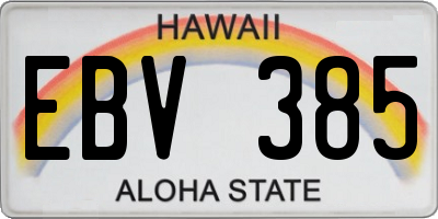 HI license plate EBV385
