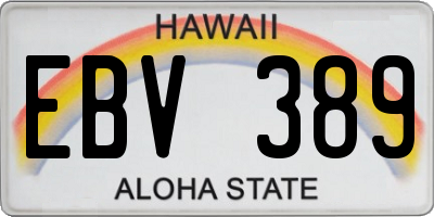HI license plate EBV389