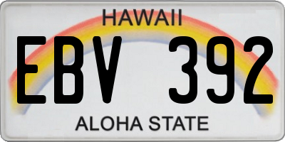 HI license plate EBV392