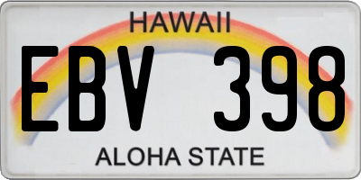HI license plate EBV398