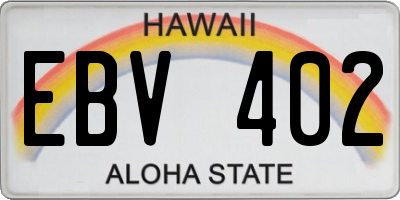 HI license plate EBV402