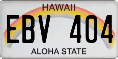 HI license plate EBV404