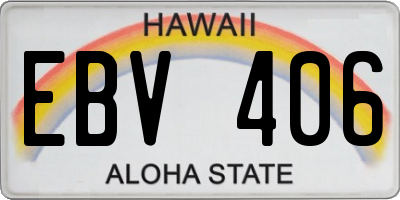 HI license plate EBV406