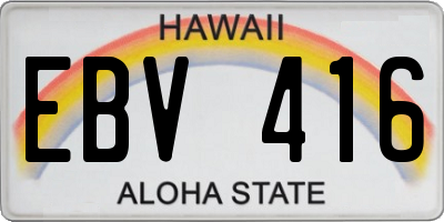 HI license plate EBV416