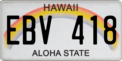 HI license plate EBV418
