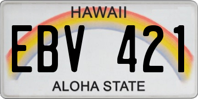 HI license plate EBV421