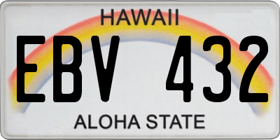 HI license plate EBV432
