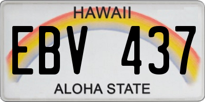 HI license plate EBV437